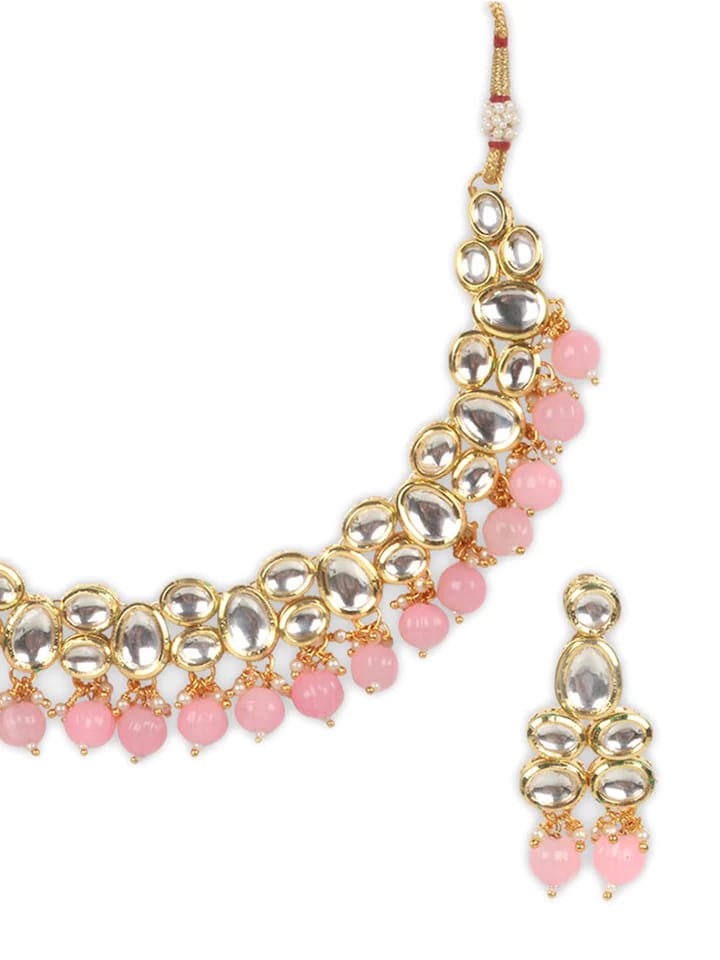 Gold-Plated Kundan-Studded Necklace & Earrings - Image 4