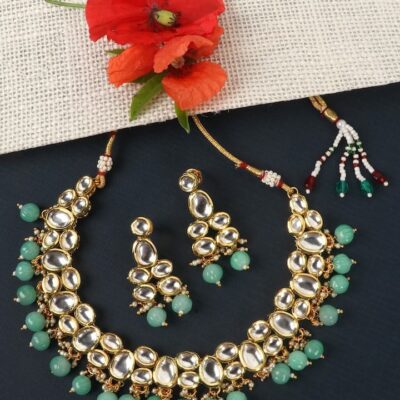 Gold-Plated Kundan-Studded Necklace & Earrings