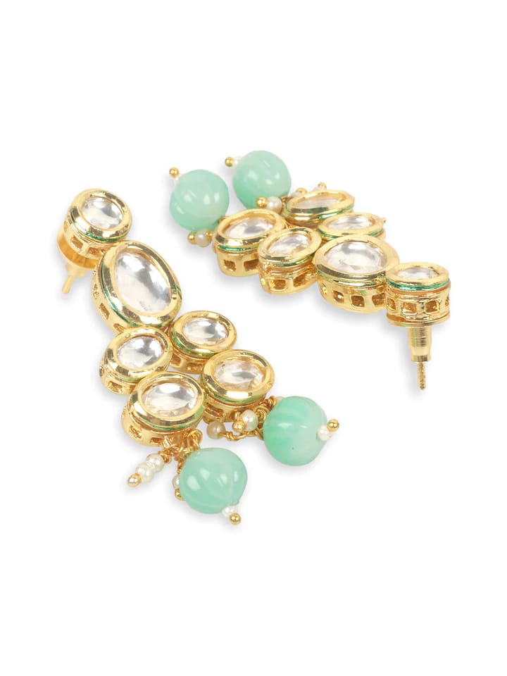 Gold-Plated Kundan-Studded Necklace & Earrings - Image 5
