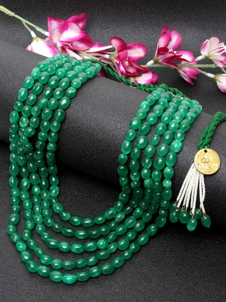 Green Emerald Stones Layered Neckpiece