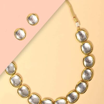 Gold-Plated Kundan-Studded Necklace & Earrings