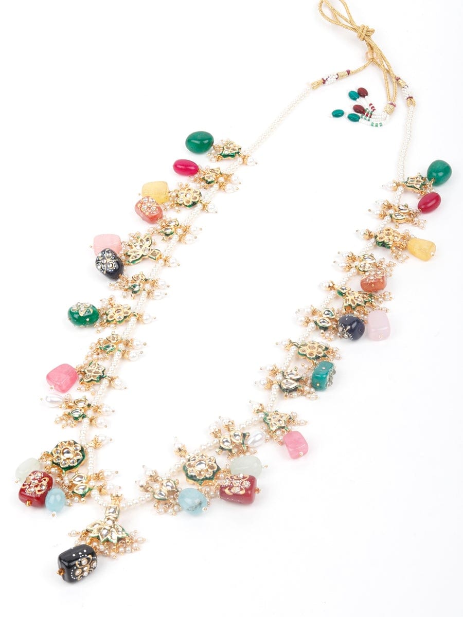 Gold Plated Pearl Necklace Set With Earrings - Image 6