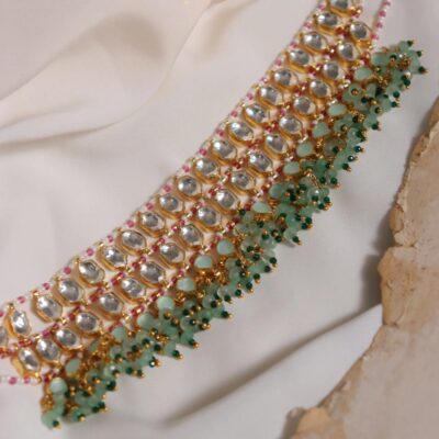Gold Plated Kundan Embellished Choker Necklace Set