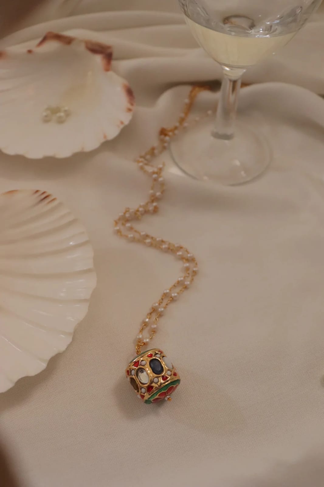 Gold Plated Long Kundan Polki Necklace - Image 2