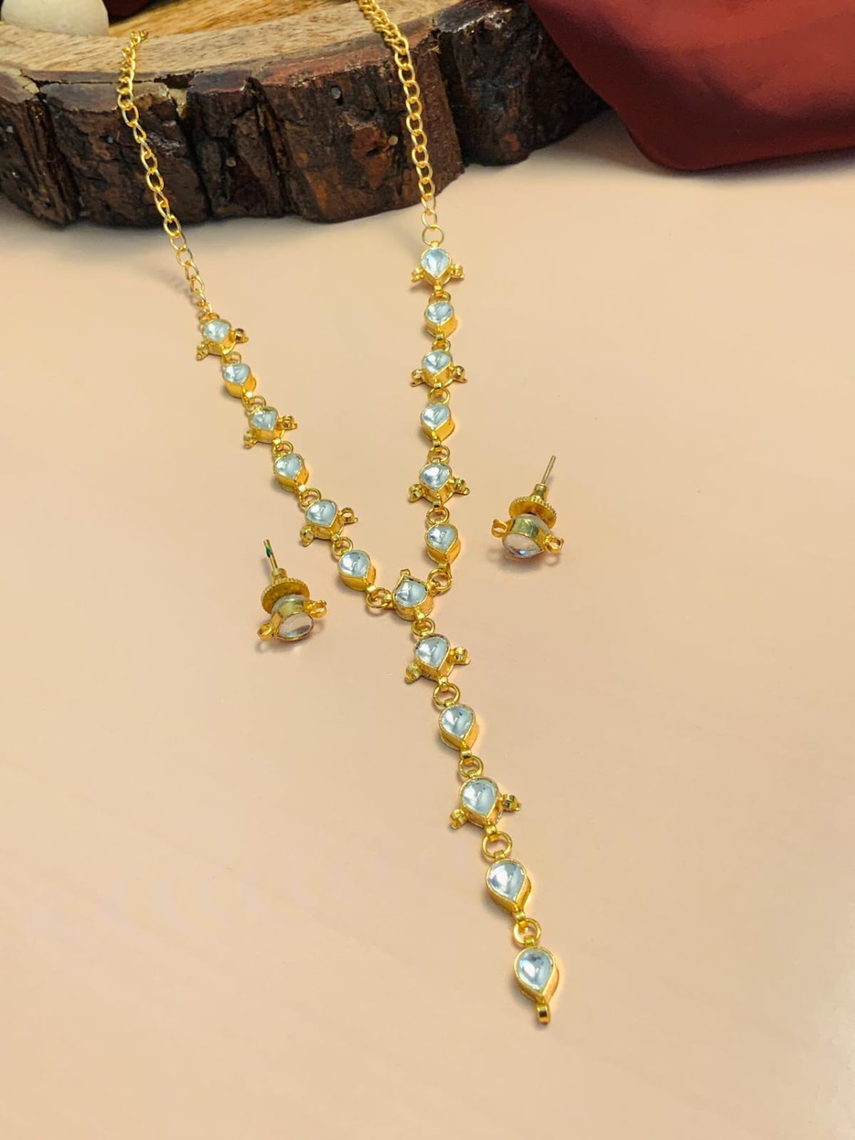 Gold Plated Kundan Choker Necklace Set - Image 5