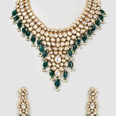 Gold Plated Kundan Polki Necklace Set