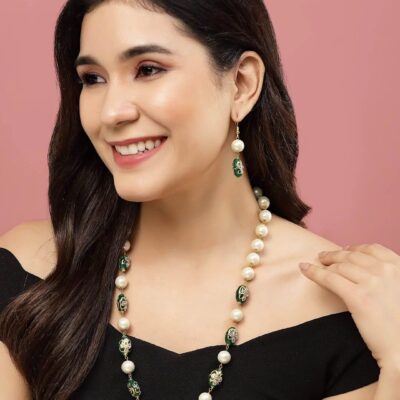 New Long Polki Necklace| Indian Long Necklace |Pakistani Jewelry | Kundan Long Necklace Mala |Indian Jewelry| semiprecious beads Necklace|