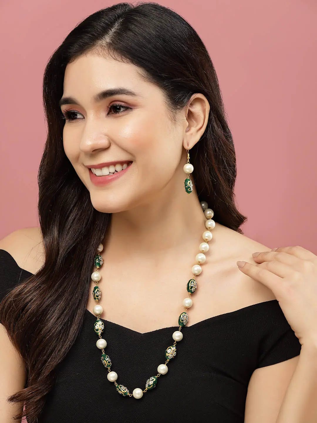 New Long Polki Necklace| Indian Long Necklace |Pakistani Jewelry | Kundan Long Necklace Mala |Indian Jewelry| semiprecious beads Necklace|
