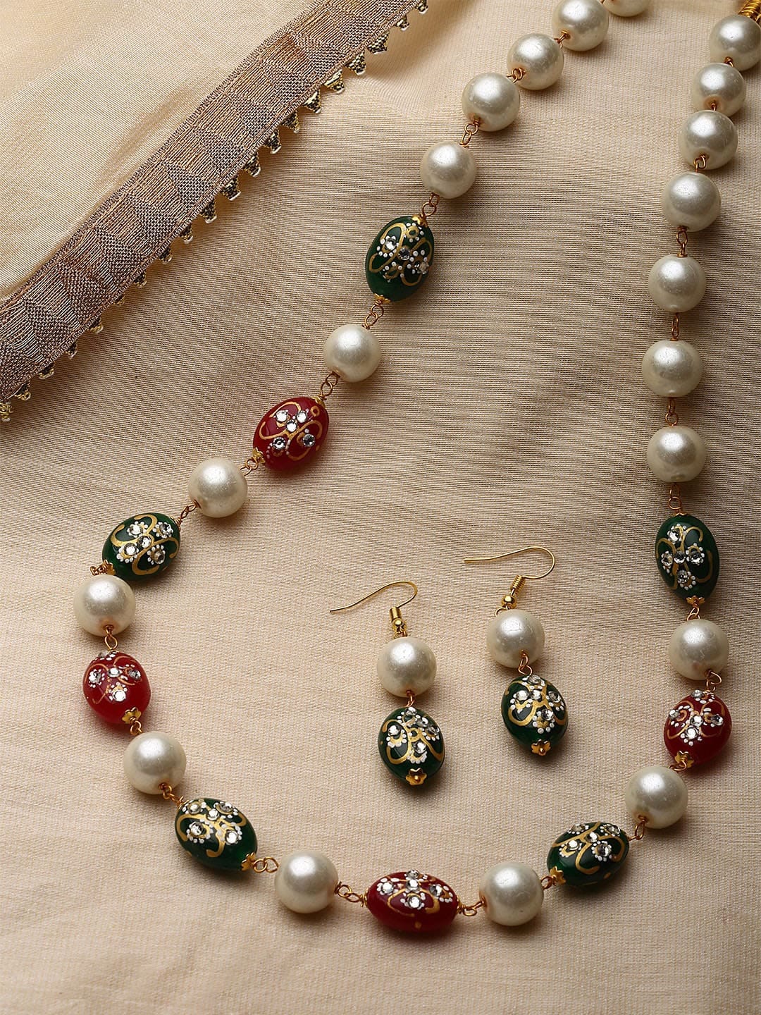 Long Multi Beads Pearl Necklace