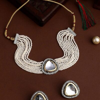 Gold Plated Polki Pearl Choker Set