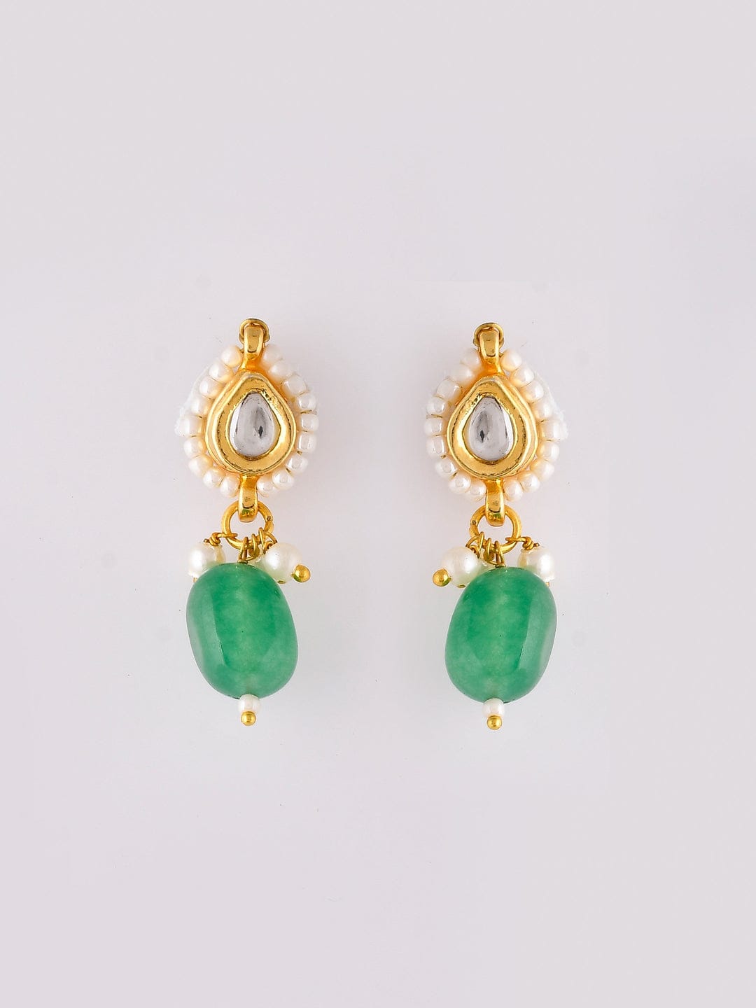 Long Polki & Pearl Necklace With Earring - Image 3