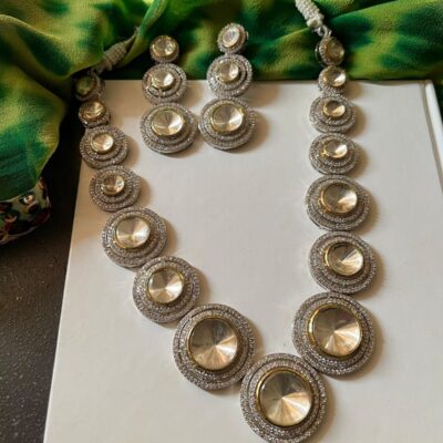 High Quality Uncut Polki Kundan Necklace with Earrings