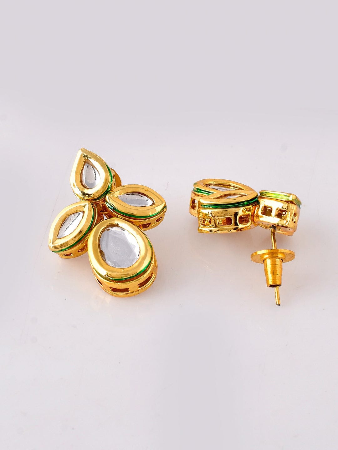 Gold Plated White Kundan Necklace Set - Image 6