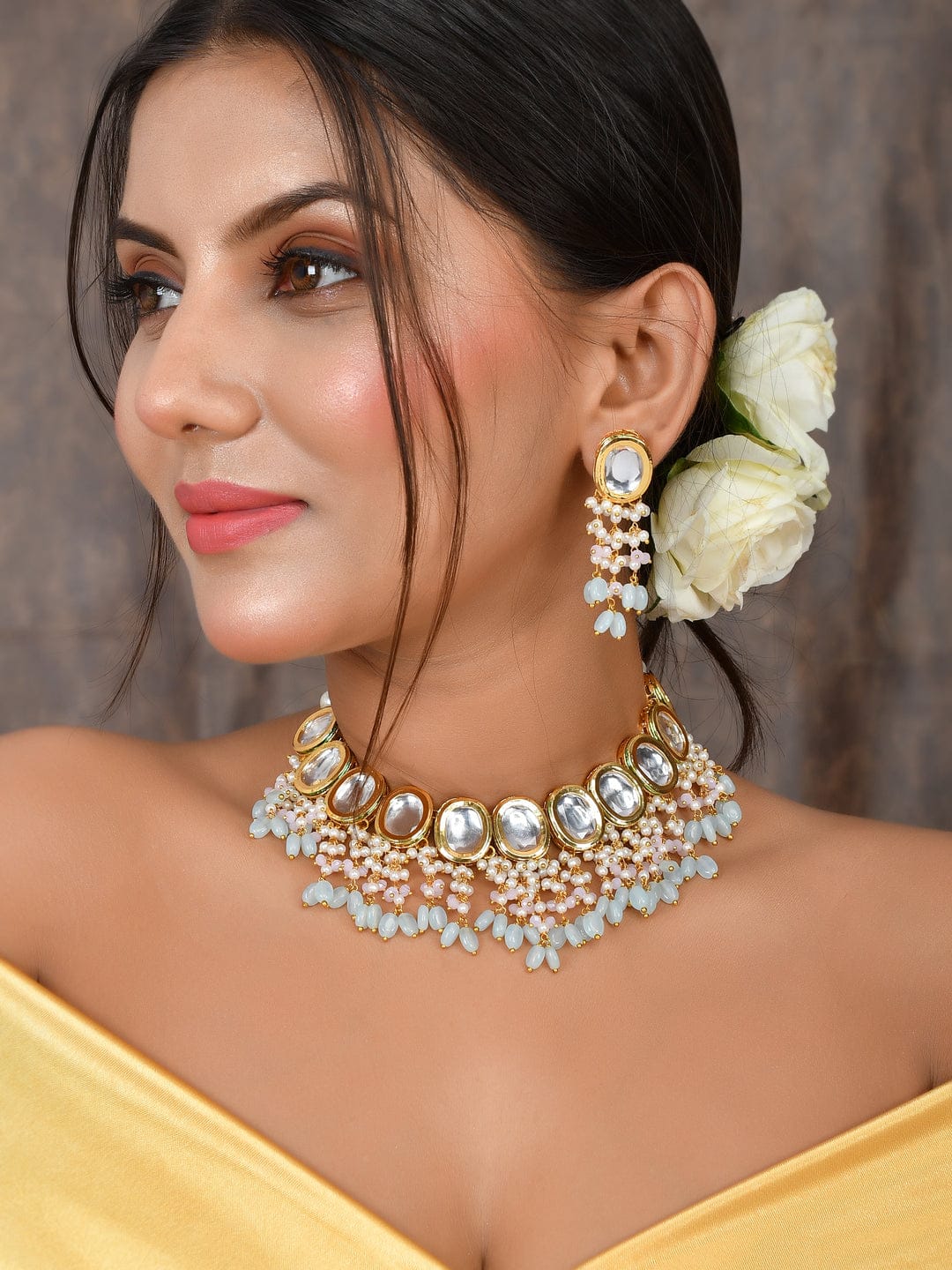 Gold Plated Necklace With Earrings - Image 2