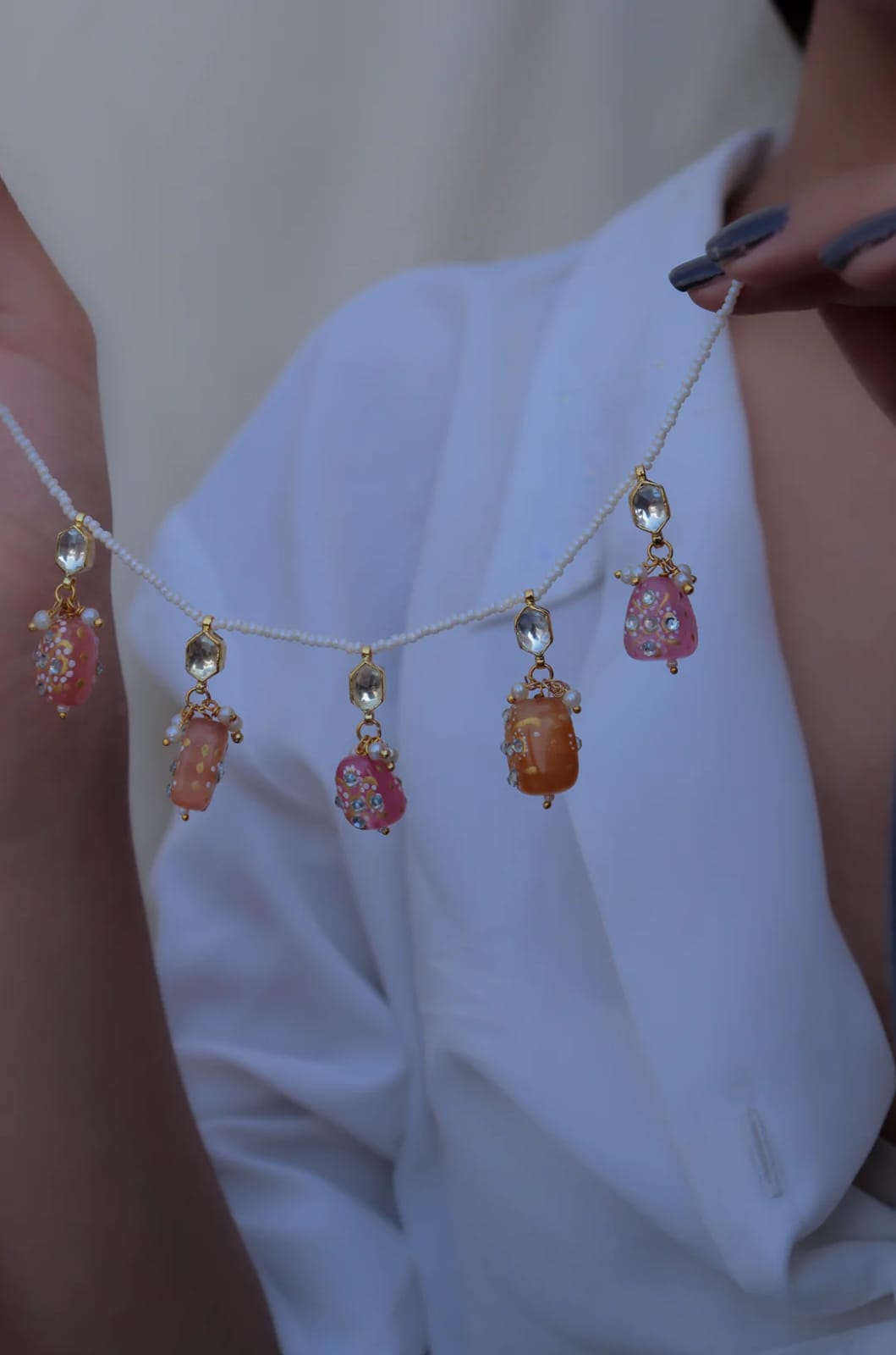 Gold Plated Kundan Necklace Set - Image 2