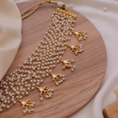Most Trending Necklace With White Pearl