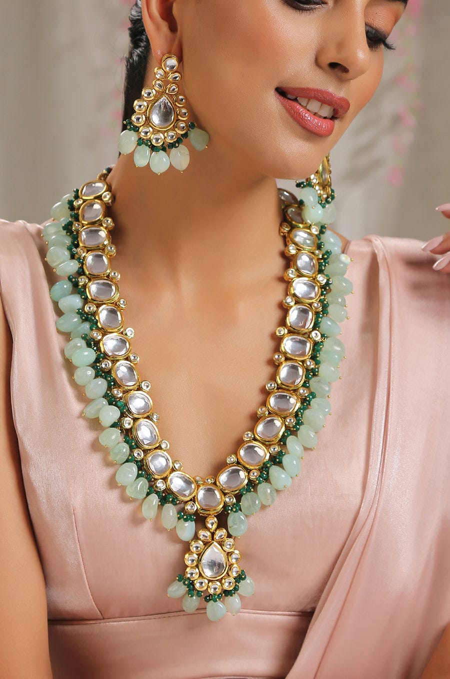 New Handmade Long Kundan gold necklace - Image 7