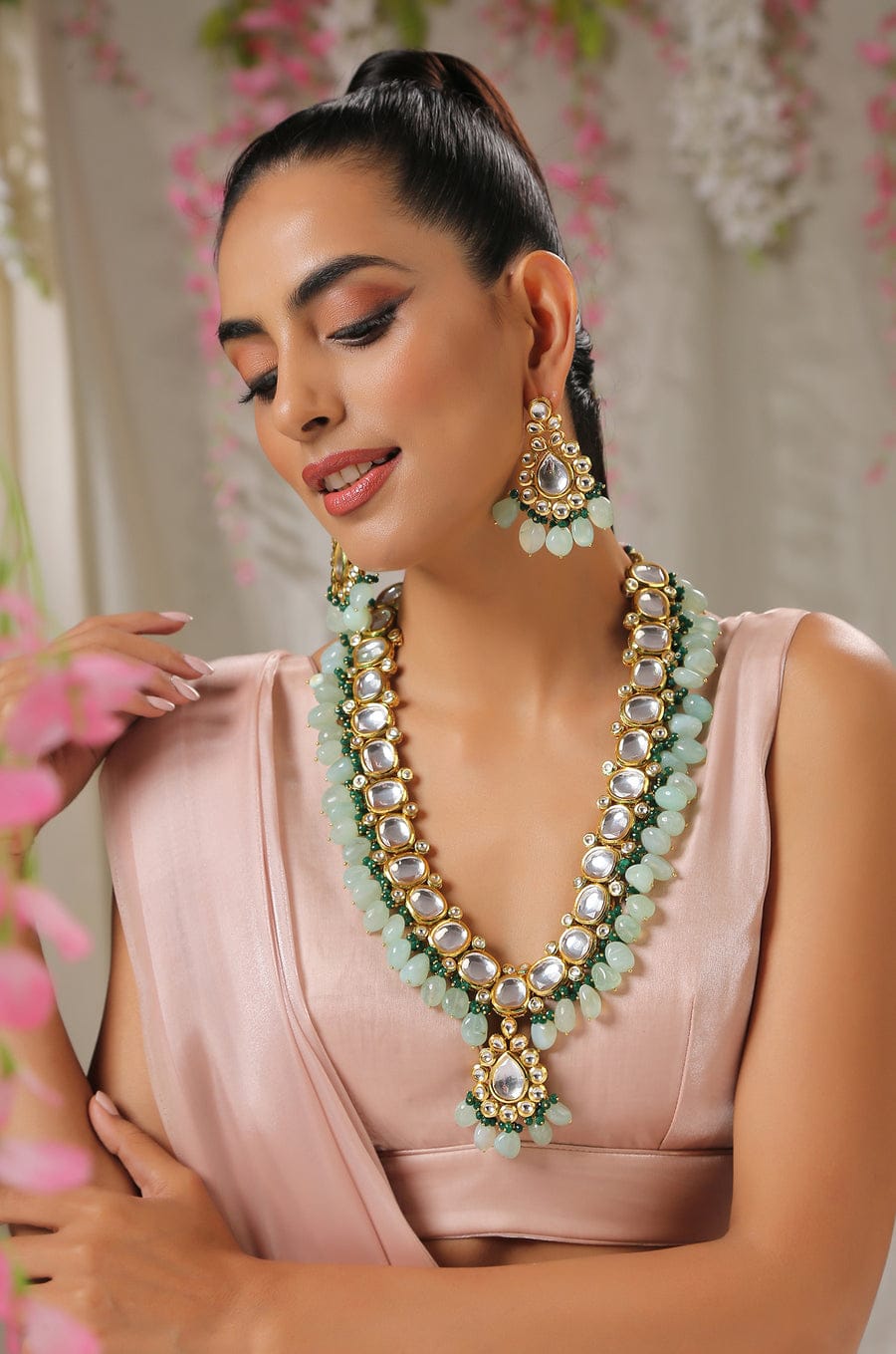 New Handmade Long Kundan gold necklace - Image 4