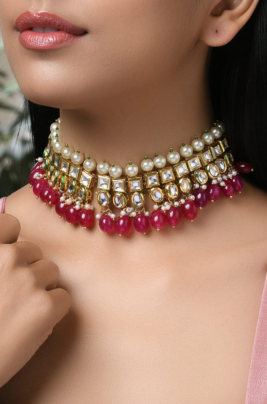 Gold Plated Kundan Choker Set - Image 2