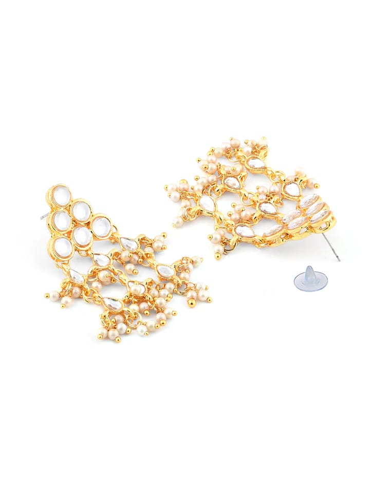 Gold Finish Kundan Necklace With White Stone - Image 7