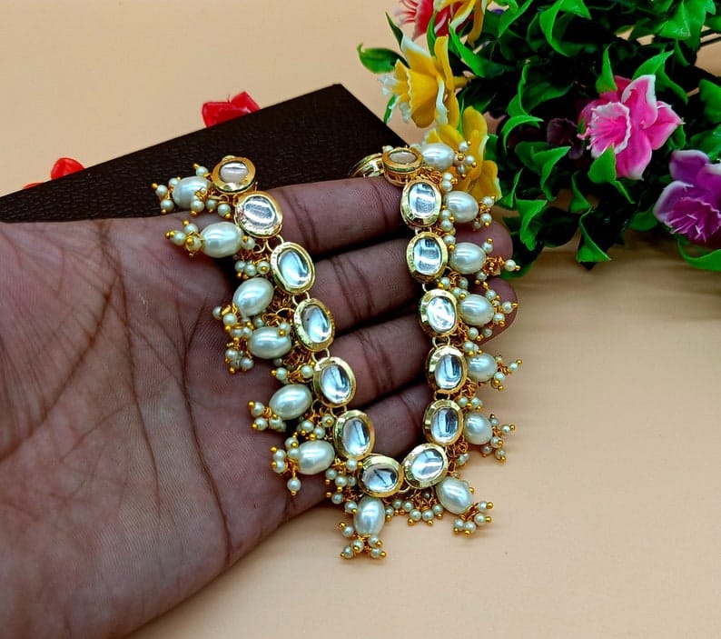 Imitation Kundan Necklace With Earring - Image 6