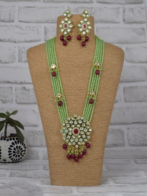 Gold Plated Long Necklace With Earrings - Image 2