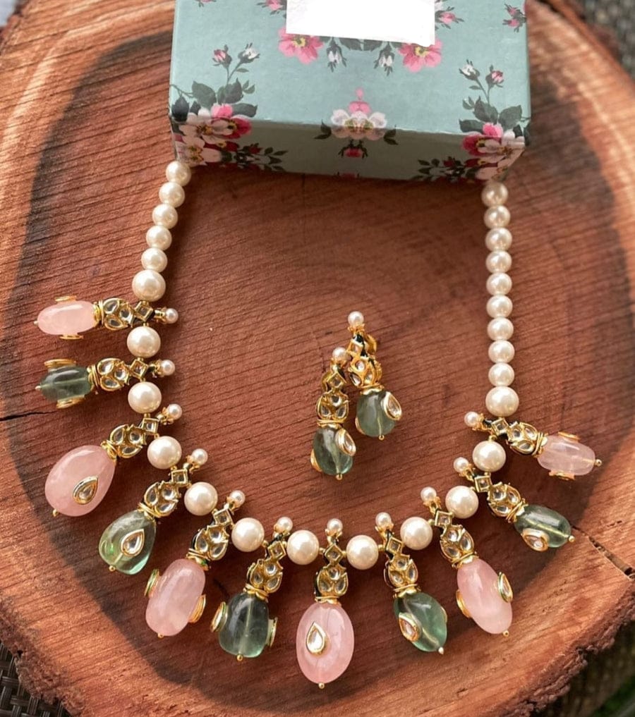 Gold Finish Multi Stone Choker Set With Kundan Work