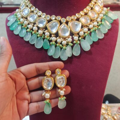 Gold Plated Kundan Wedding Necklace Set