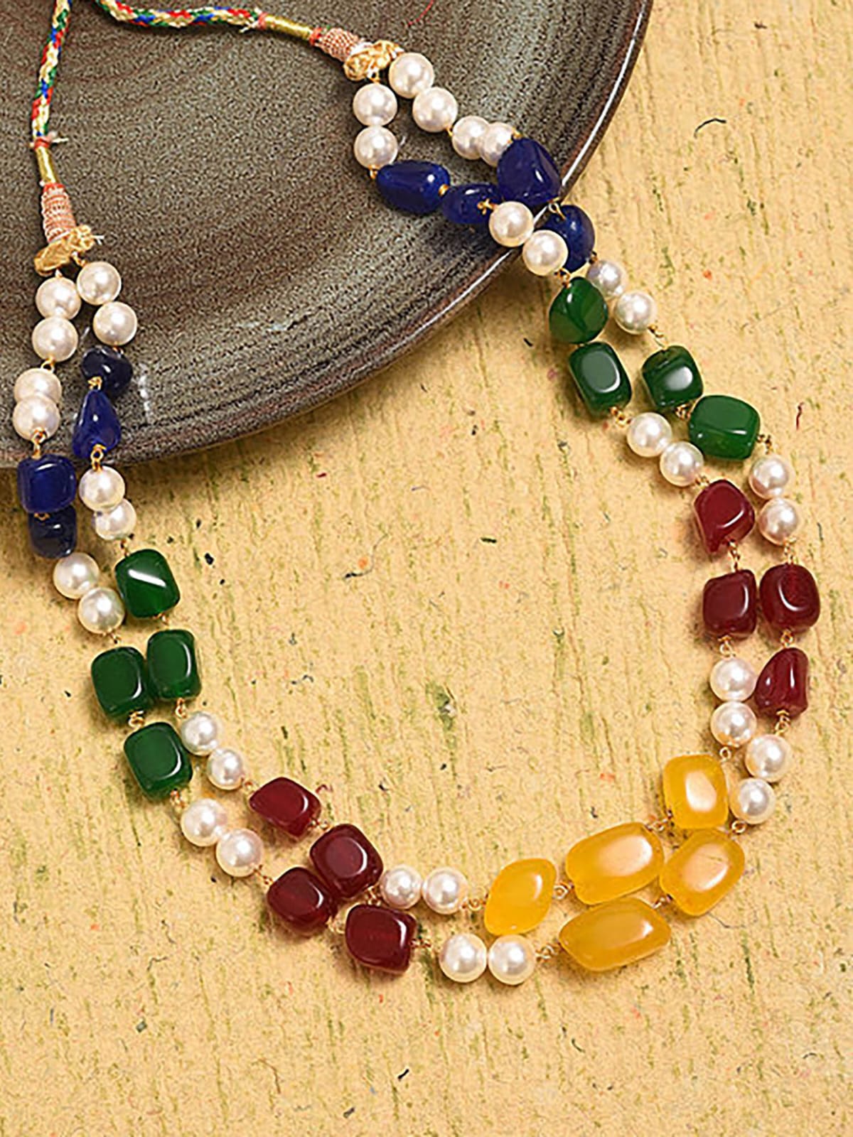 Multi Color Pearls Handcrafted Layered Necklace - Image 2
