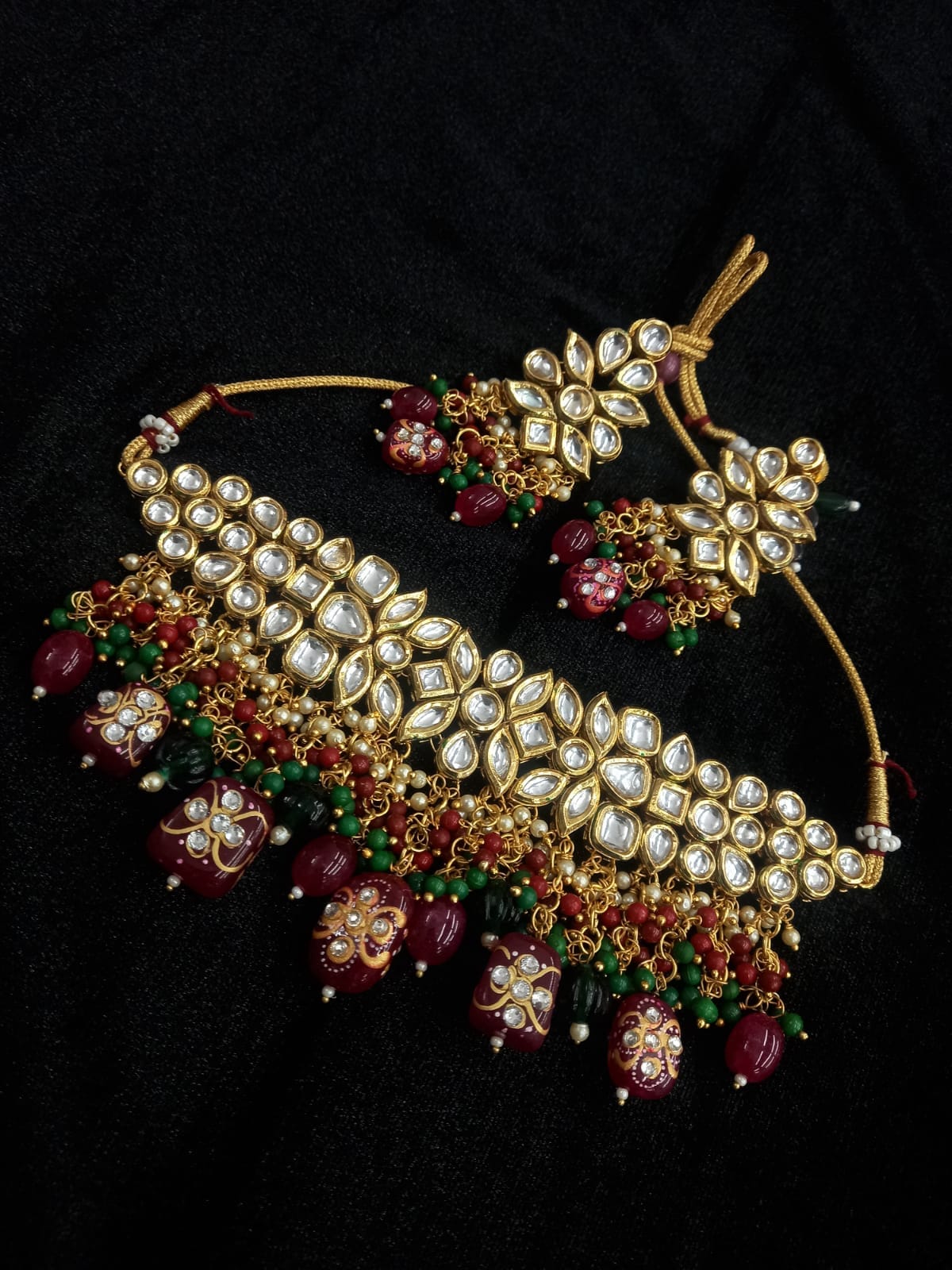 Gold Plated Kundan Choker Set - Image 9