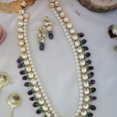 Bollywood Inspire Kundan Long Necklace Set