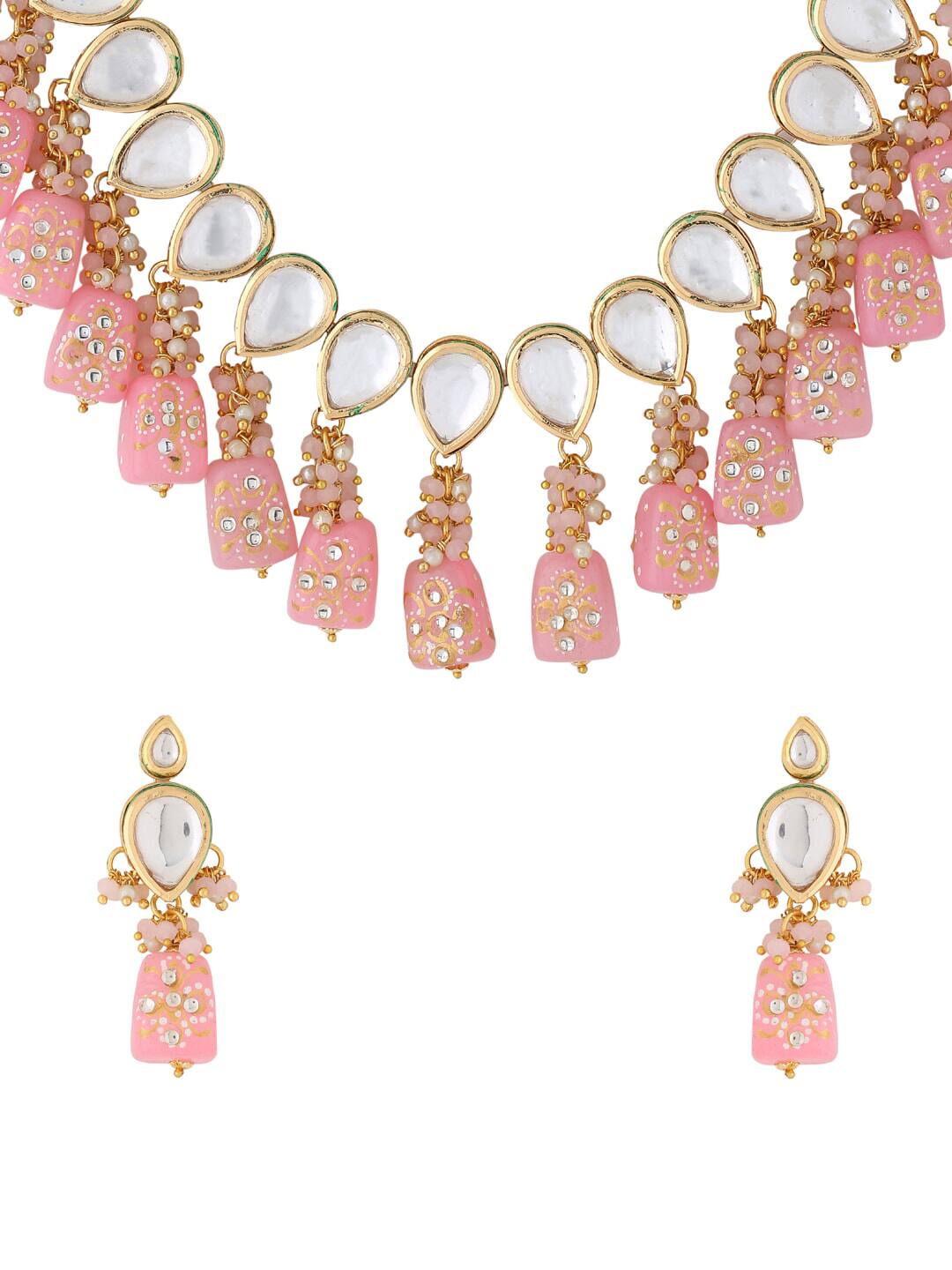 Gold Plated Pink & Beaded Jewellery Set - Image 5