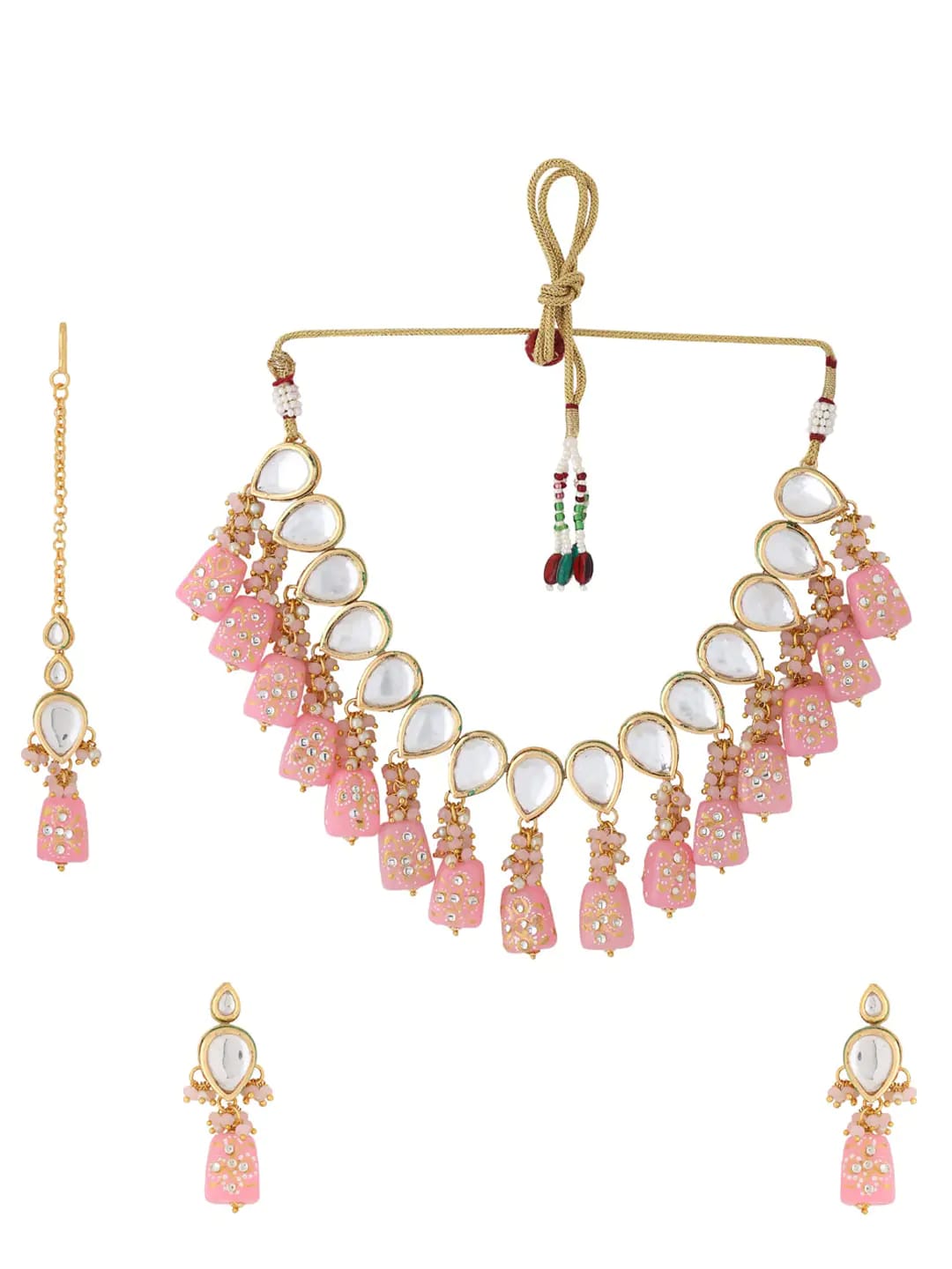 Gold Plated Pink & Beaded Jewellery Set - Image 4