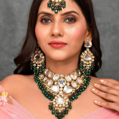 Gold Plated Wedding Maang Tika & Necklace Set