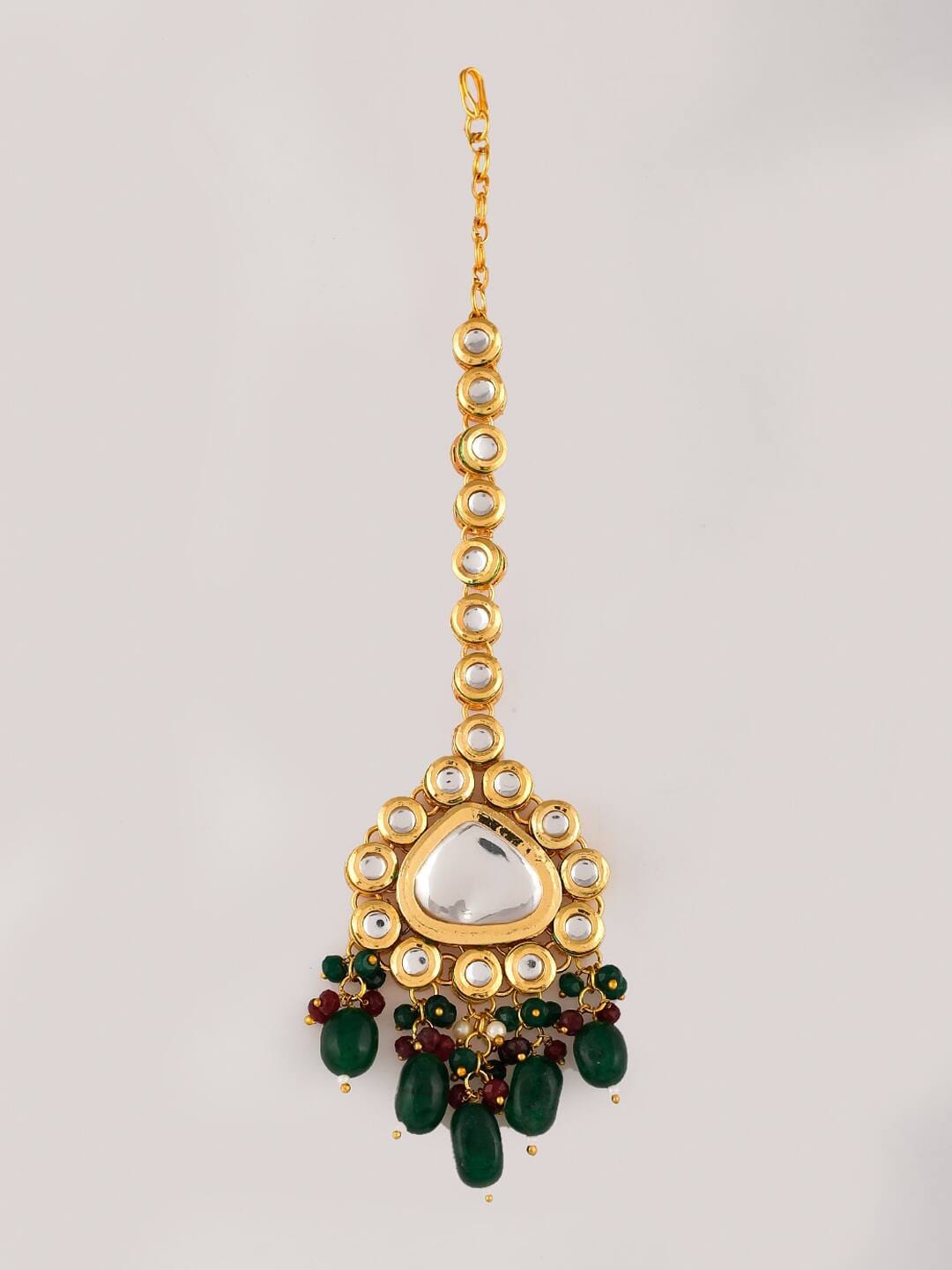 Gold Plated Wedding Maang Tika & Necklace Set - Image 4