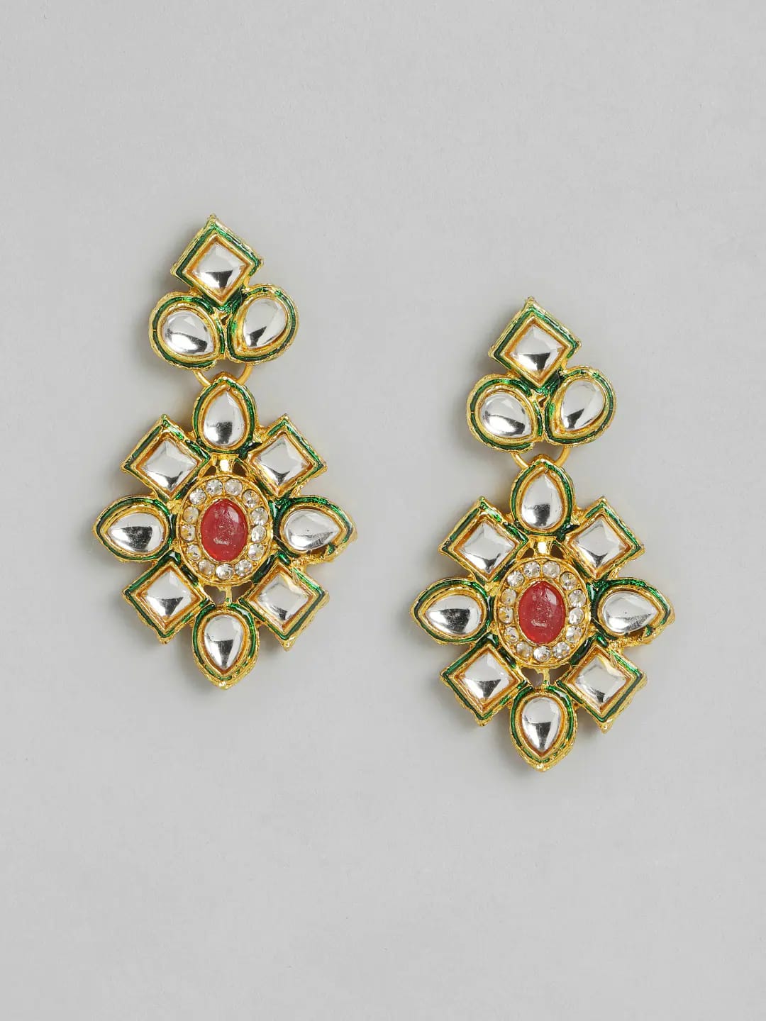 Long Kundan Gold Plated Wedding Necklace With Earring - Image 4