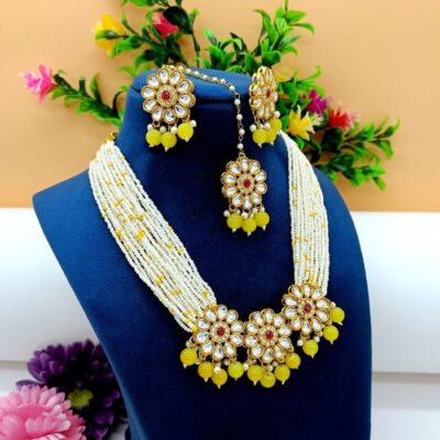 Bollywood Inspire Kundan Choker Necklace Set