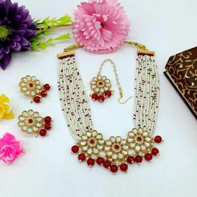 Bollywood Inspire Kundan Choker Necklace Set