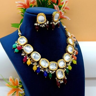 Bollywood Inspire Kundan Choker Necklace Set