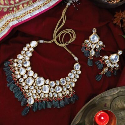 Gold Plated Pearls Kundan Embellished Necklace