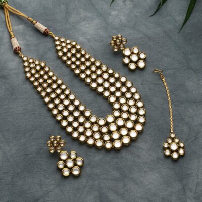 Gold Plated Pearls Kundan Embellished Necklace