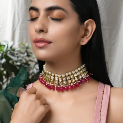 Bollywood Inspire Kundan Choker Necklace Set