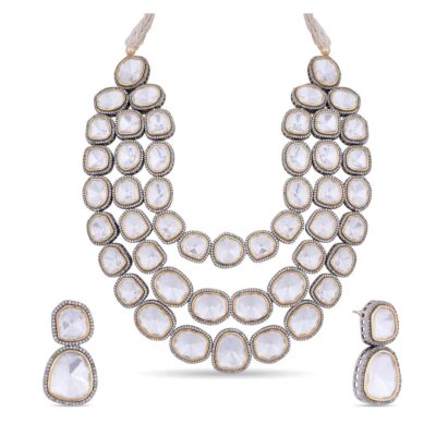 Silver Plated Pearls Polki Embellished Choker Necklace