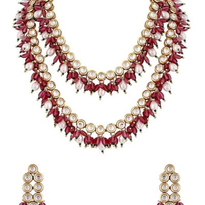 Kundan Multi-layered Bead Drop Necklace Set