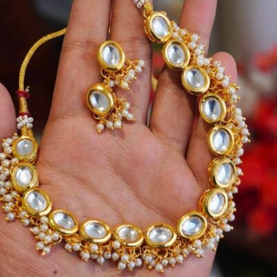 Gold Finish Choker Necklace Set