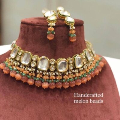 Gold Finish Choker Necklace Set