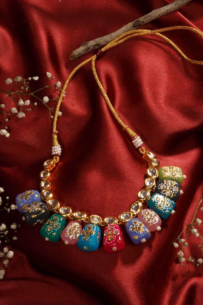 Gold-Plated Jewellery Set With Multi Stone - Image 2