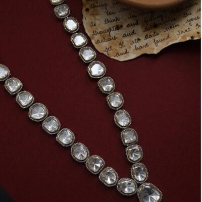 Victorian Uncut Polki Faux Diamond Necklace