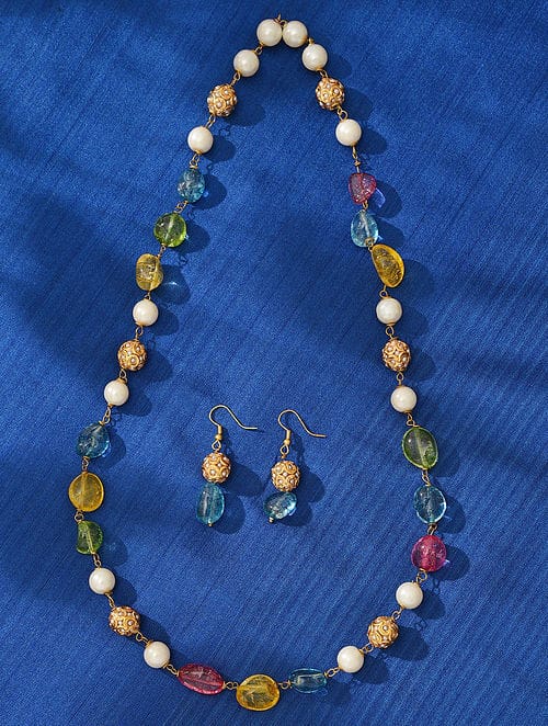 Long Pearl Necklace Set