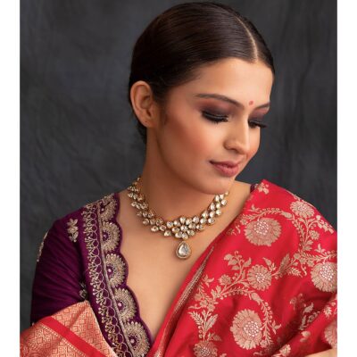 Gold Plated Jadau Kundan Polki Necklace Set